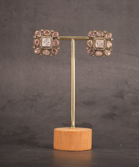 Polki Square Shaped Big Studs/Earrings