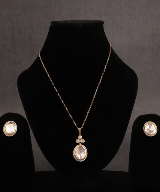 Polki Chain Pendant Set/Necklace With Polki Studs