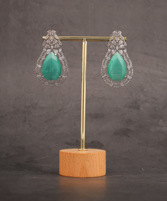 Mint Green Designer Artificial Diamond Earrings