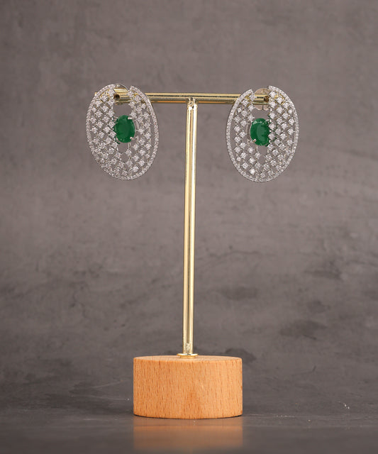 Emerald And Crystal Large Studs/Earrings