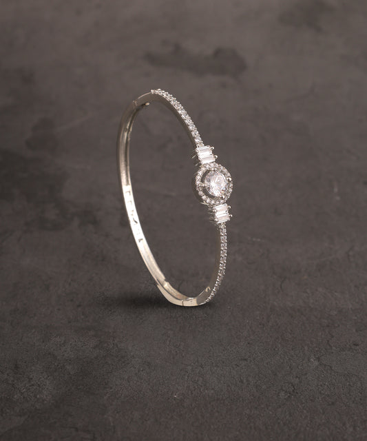 Solitaire Studded Silver Artificial Diamond Bracelet