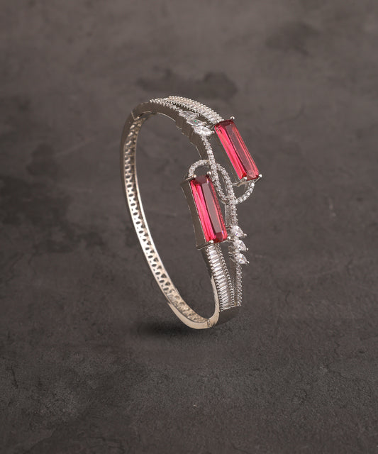 Ruby Stones And Crystal Studded Artificial Diamond Bracelet