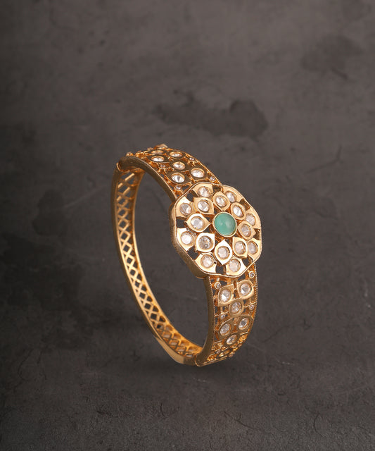 Polki Bracelet With Statement Mint Green Stone