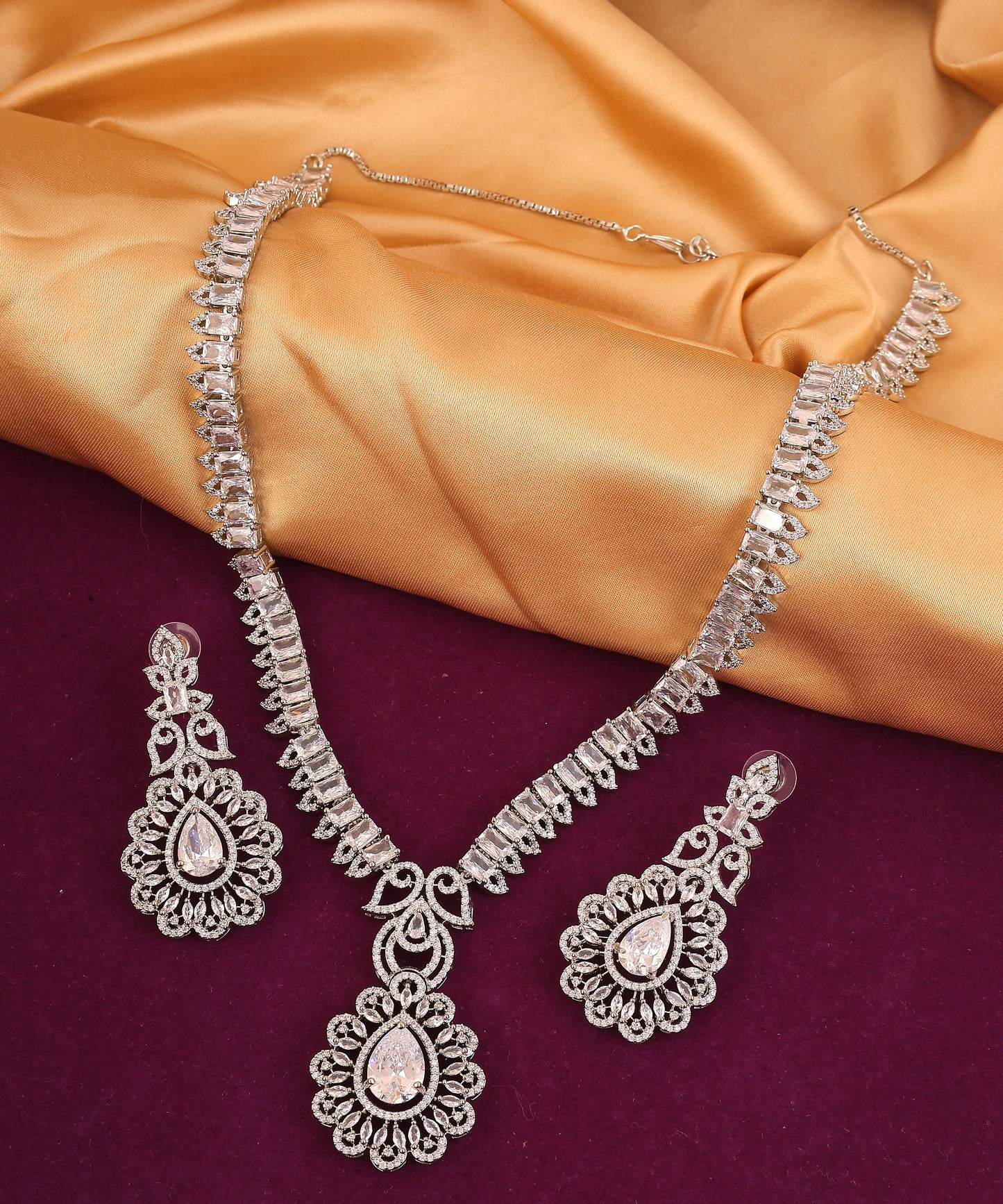 Eliza Necklace Featuring Artificial Diamonds And Statement Drop