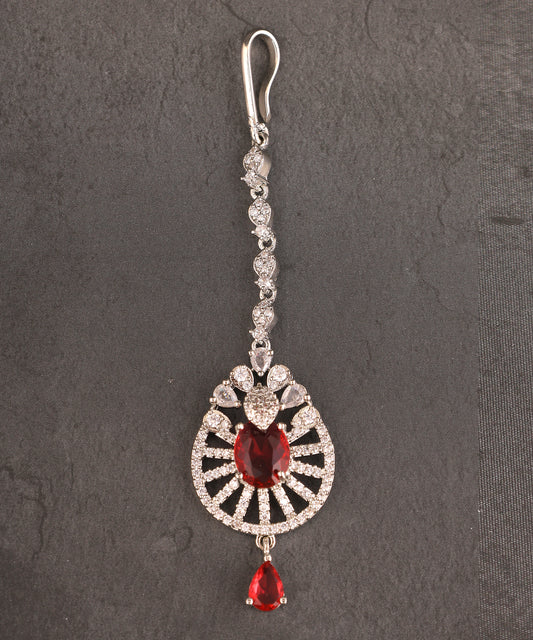 Ruby Artificial Diamond Maangtikka