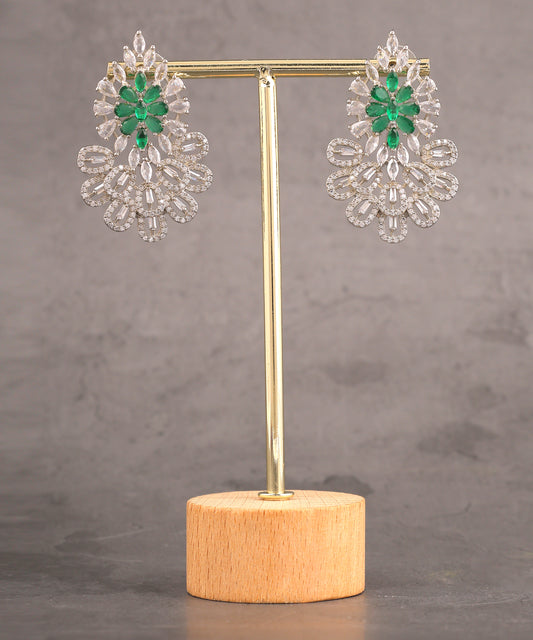 Crystal And Emerald Statement Earrings