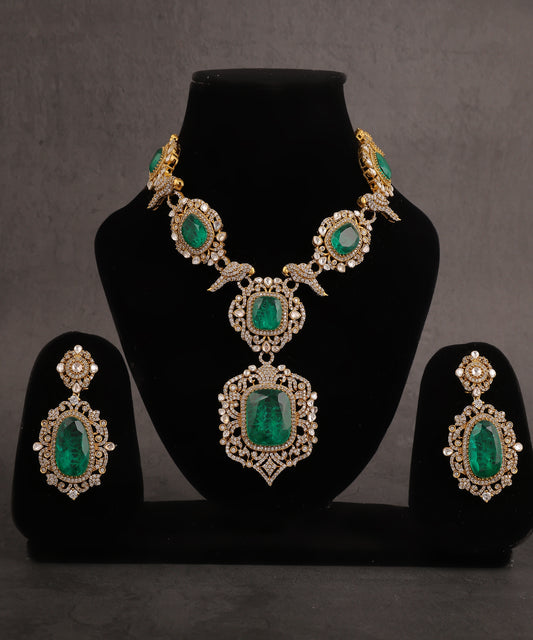 Mirana Necklace Featuring Emerald Doublet Stones