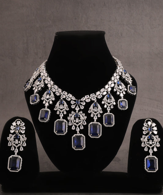 Elisa Waterfall Necklace Featuring Sapphires And Crystals