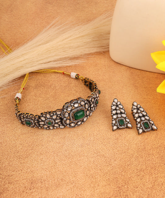 Kundan And Emerald Studded Choker