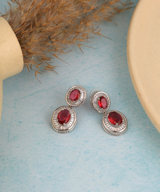 Ruby Studded Designer Artificial Diamond Drop Earrings