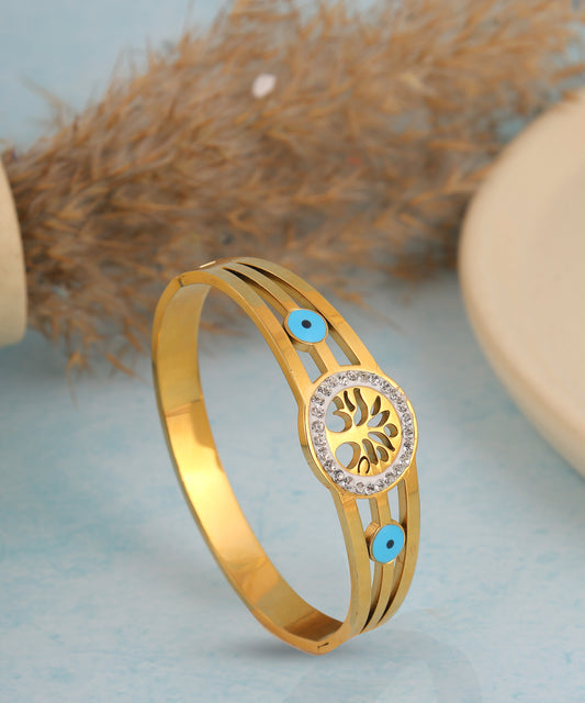 Evil Eye And Tree Patterned Anti Tarnish Bracelet