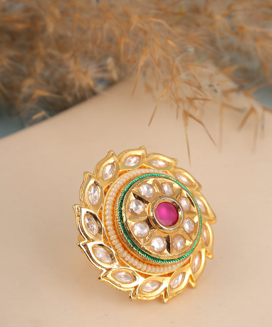 Meenakari And Kundan Large Ring