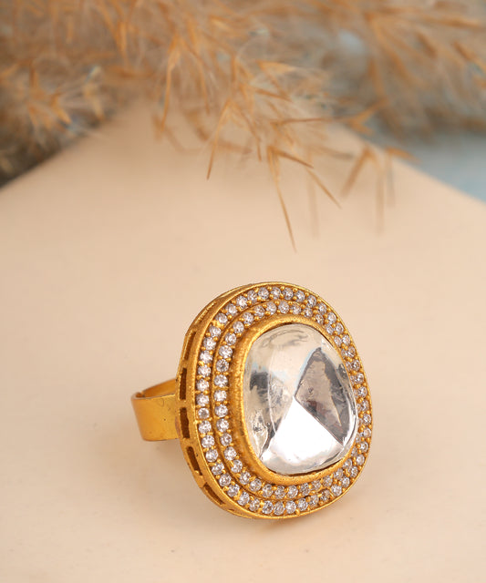 Polki Oval Shaped Ring