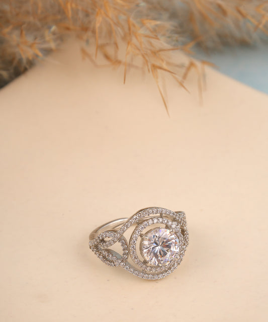 Solitaire Studded Cocktail Ring