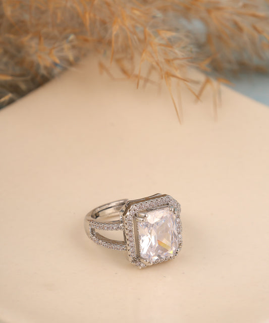 Silver Ring With Large Solitaire