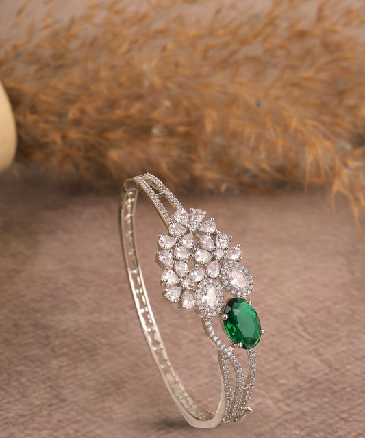 Emerald And Crystal Stone Studded Bracelet