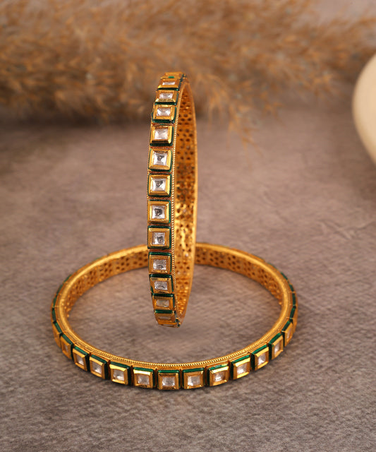 Kundan Gold Toned Bangles