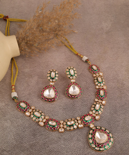 Ratnika Necklace Featuring Polki Stones And Meenakari Jadau Work