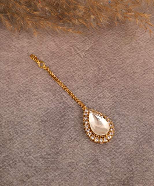 Tear drop polki maangtikka