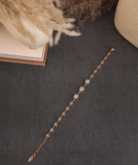 Square Stone Studded Chain Bracelet