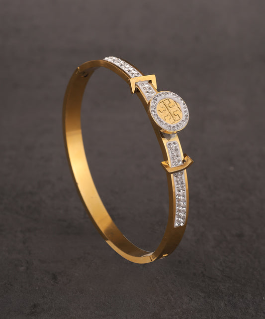 Anti Tarnish Bracelet With Signature Logo And Stone Embellishment