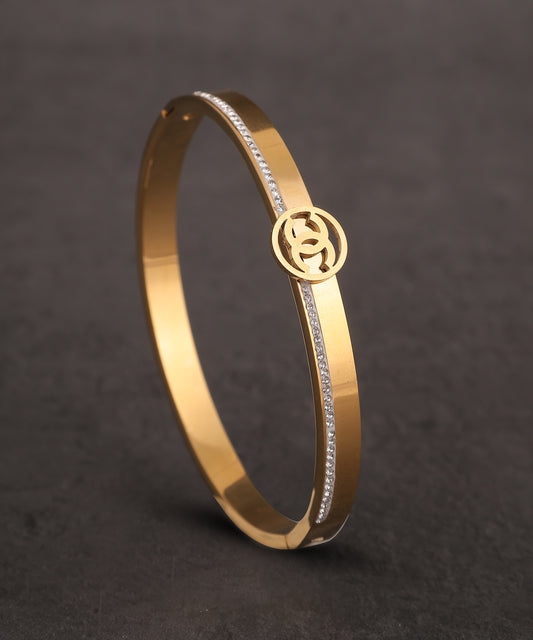 Anti Tarnish Bracelet With Signature Logo And Stone Embellishment