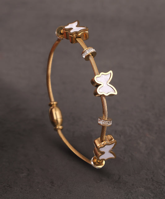 Anti Tarnish Butterfly And Crystal Embellishment Magnetic Bracelet