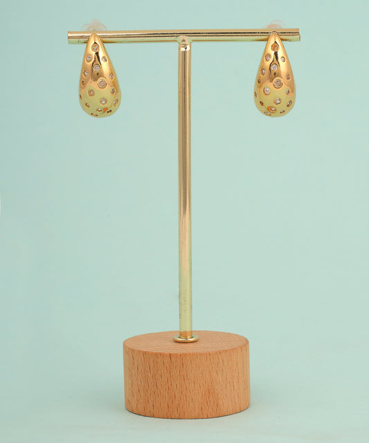 Studded Half Moon Drop Anti Tarnish Earrings