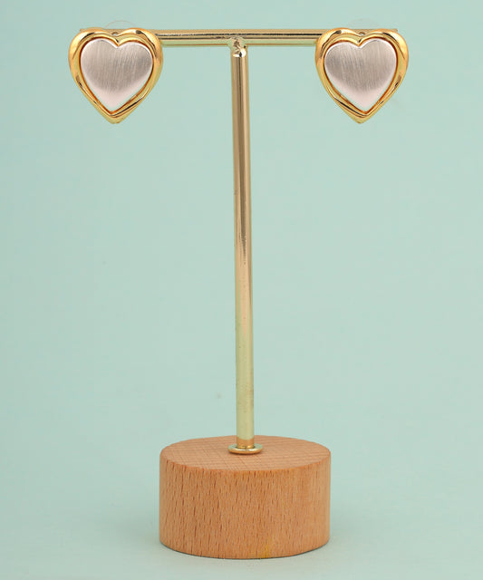 Double Toned Heart Shaped Anti Tarnish Studs/Earrings