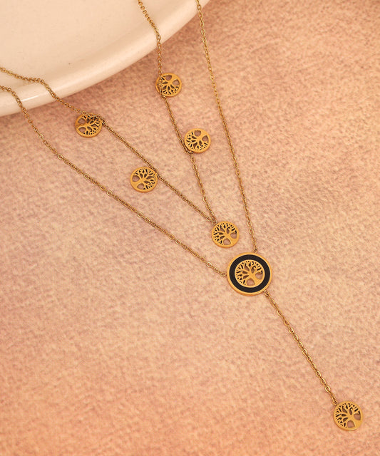 Layered Chain Black Drop Anti Tarnish Chain/Necklace