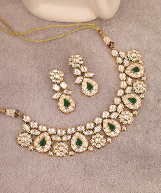 Hasrat Necklace Featuring Polkis With 22K Gold Plating And Meenakari Work
